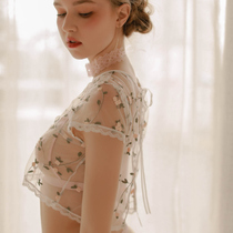 PASTTEN aunt Guan 10: 30 bus flower fairy sexy embroidered transparent underwear F-023 floral blouse woman