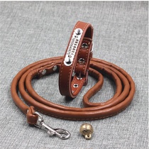 Clearance) dog rope puppy collar puppies faux leather leash Teddy traction rope set small dog