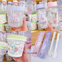 Spot Japan amifa retro pattern water Cup chopsticks spoon set portable tableware bento box fresh-keeping cans box