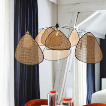 Nordic bed and breakfast lamp bedroom designer new simple modern restaurant tea room Creative personality Japanese Rattan chandelier