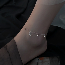 Silver Olympic 925 sterling silver star Moon anklet women 2021 summer new fashion fashion couple Net red foot ornaments