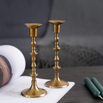 Soft home European American vintage old India imported brass candlestick all copper simple decorative ornaments