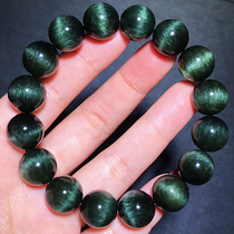 A picture of natural green hair Crystal titanium crystal hair cat eye stone male Lady bracelet green ghost plate titanium crystal bracelet