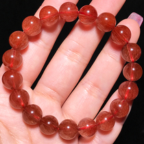 Clear body natural red hair crystal smooth hair bracelet red crystal red rabbit hair men and women single multi-circle titanium crystal ghost bracelet