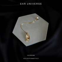 Ear Woo Independent Design Gold Greece Leaves Pearl Advanced Sensation Hand Earrings 925 Silver Clad Gold Earline