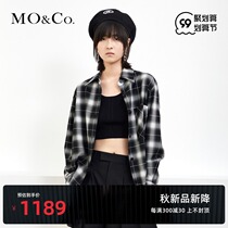 MOCO2021 autumn new black and white gradient check chest pocket loose gender shirt Moanke