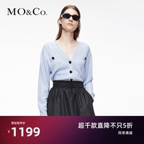 MOCO2021 New Spring v collar color border yarn wool knitted short cardigan coat women moanke