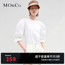 MOCO SUMMER round neck stitching three-dimensional bubble SLEEVE T-shirt top MBA2TEET11 Mo ANKE