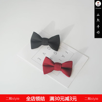 Two bears hand made childrens bow tie male baby baby bow black wine red 100 days old baby bow tie
