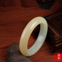 Turin produced natural ice seed mountain tendon material Huanglong jade bracelet material oil-moist and delicate gloss No 004