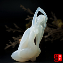 Turin produced natural ice species Huanglong Jade naked beauty hand-carved pieces of pure handmade gift box