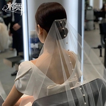 Water dance R0306 Korean style simple pearl bride veil photography tour wedding veil accessories outdoor photo