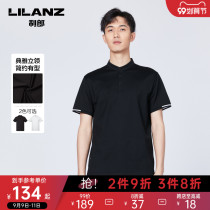 Li Lang official polo shirt mens short sleeve cotton blend slim tide stand collar solid color 2021 summer lapel T-shirt men
