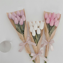 ins mini pu tulip bouquet family home decoration fake flowers Thanksgiving hands to take pictures of flowers and props