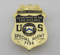 Metal badge U.S. Treasury investigation badge