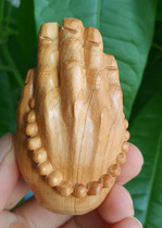 Wood art cliff cypress Buddha hand handle special delivery brocade bag
