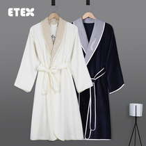 2021 new five-star home cotton bathrobe men and women long spring and autumn couples high-end robes home water absorption