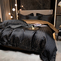 ALEX light luxury 120 pure cotton black gold four-piece set 100 cotton European high-end bed sheet duvet cover bedding