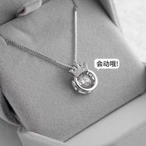 Lao Feng Xianghe counter PT950 platinum necklace female 18K white gold diamond crown pendant clavicle chain
