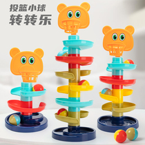 Childrens early education stacking track turn Music 1-3 years old baby 2 Rolling Ball ball tower Baby Shooting good intelligence toy
