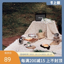 Cotton retro Net red picnic blanket thickened portable outdoor camping moisture-proof picnic mat outing tassel shawl floor cloth