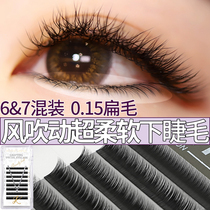 Lower Eyelash Flat Type Grafting Eyelash Natural Single Root Double Hairy Tip Water Mink Hair Ultra Soft Lower Eyelash 6-7mm Mix