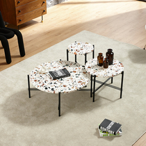  (Xingyou Home Museum)Terrazzo combination round coffee table small side Nordic modern minimalist bedside living room