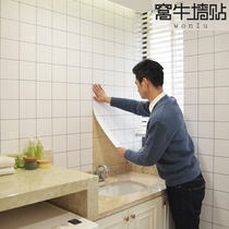 Wallpaper self-adhesive kitchen oil-proof film toilet wall stickers balcony Waterproof high temperature resistant wallpaper stickers tile stickers