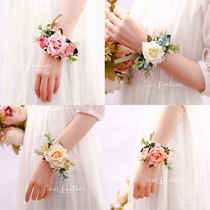 Mori bride wrist flower sister bridesmaid hand flower best man corsage wedding dress wedding decoration ribbon neck flower