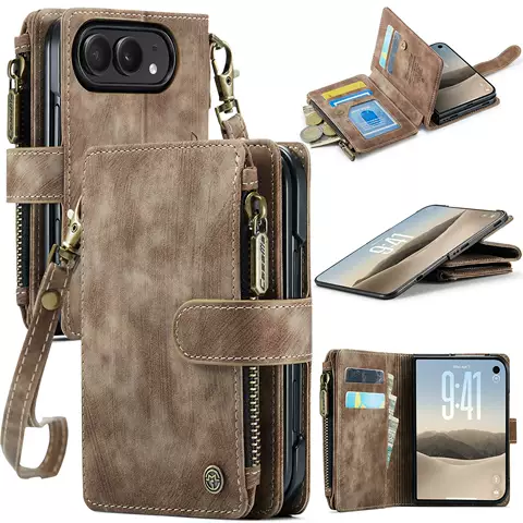 Vintage Business Wallet Flip Strap iPhone Case for iPhone Duo Fold