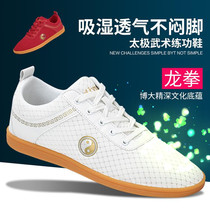 Dragon fist breathable lycra mesh eye Chenjiagou tai chi shoes Canvas beef tendon bottom martial arts mens and womens Taijiquan practice shoes
