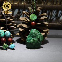 Yibo natural ore turquoise original design Seiko carving beauty brand mermaid necklace pendant
