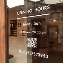 Coffee shop minimalist Wind business time glass door stickers Stickers Clothing Shop Crashworthy Shop Windows Sticker Number Wall Sticker