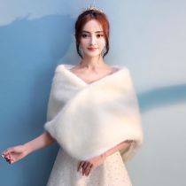 Bride autumn and winter fur shawl wedding dress wedding cape coat thick warm plus size cheongsam shawl women