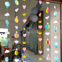 Kindergarten art room Class ring material Door curtain partition Stair hanging room hanging cloud round sheet pull flower