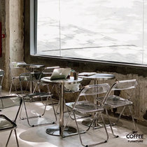  Net celebrity industrial style tables and chairs Stainless steel dining tables Transparent stainless steel chairs Commercial dining hall Milk tea shop tables and chairs Coffee shop