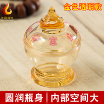 Tantric Buddhist products Eight auspicious bottles Crystal Stupa Bodhi tower height 6cm Buddhist supplies Yellow