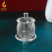 Water supply cup for Buddha cup White crystal glass water supply cup Seven for eight water supply bowl Holy water cup non-oxidizing three-piece set