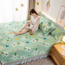 Customized tatami cotton bed cover three-piece cotton large Kang cover pad quilted quilted cotton sheet non-slip four seasons