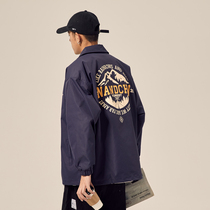 Male Road Japanese lapel ins jacket aviator autumn jacket Korean mens trend casual baseball jacket