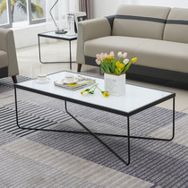 Simple office tea table anti-explosion tempered glass tea table modern steel frame foot length a few tea table guest hall Nordic wind