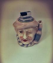 French Ceramic ancient 70 s interesting antique collection exquisite Ceramic human head lighter