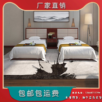 Hotel furniture Bed standard room full set of bed Hotel bed custom bed and breakfast apartment furniture single room double bed Kunming spot
