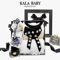 Newborn baby clothes female baby autumn and winter foreign style dress small fragrant wind princess dress full moon 100 days old gift box