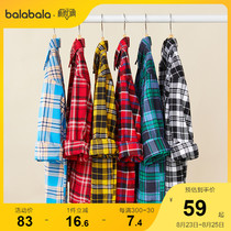 Bala Bala Boy Clothing Boy Shirt Child Shirt Long Sleeve Spring Autumn Dress Plaid Fashion Foreign Air Classic Comfort Cool