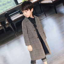 Children Gown Boy Casual Suit Jacket 2022 New Handsome Autumn Winter Walking Show Mens Suit Medium Long Tide