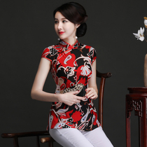 Fashion improvement qipao blouses with short section of summer disc buckle ancient wind Down with female short sleeve Chinese wind retro Chinese style