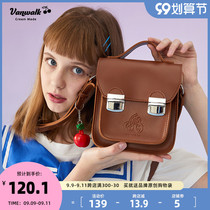 VANWALK Cambridge bag girl ins shoulder bag female cross-over portable vintage leather bag Japanese jk uniform bag