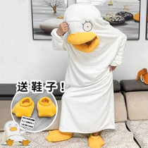 Big Code Nets Red Little Yellow Ducks for Strange Ducks Sleeping Clothes Elizabeth Blankets Sleeping Bag Autumn women Winter conjoined