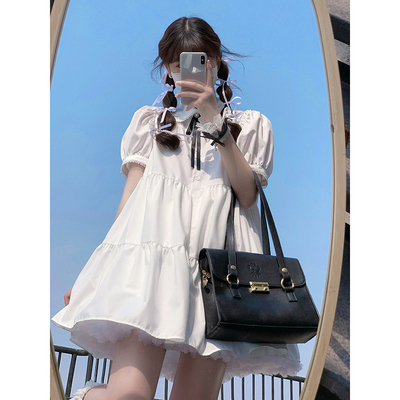 taobao agent In Tokyo, JK original sweet white off -the -shoulder temperament is thin and cute, cute skirt children's square sugar princess dress